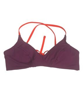 Athleta Colorblock Triangle Bikini Top Plum Red Crisscross Straps Size M